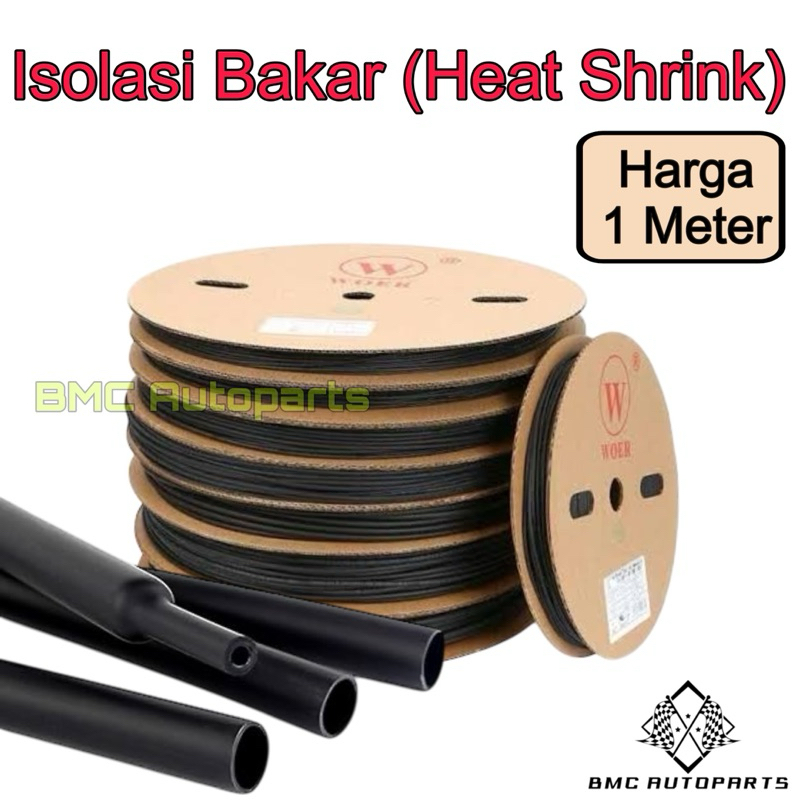 1 METER - Isolasi Bakar / Heat Shrink Tube / Selongsong Kabel Bakar Untuk Kelistrikan Kabel Kendaraa