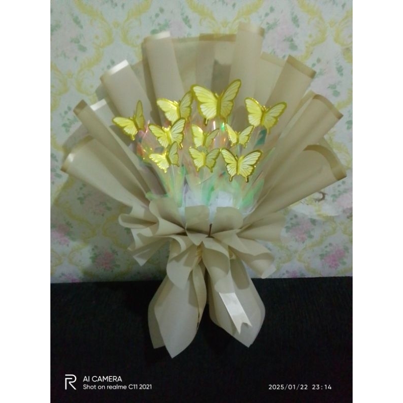Buket kupu-kupu lampu LED ukuran besar tinggi 40 cm