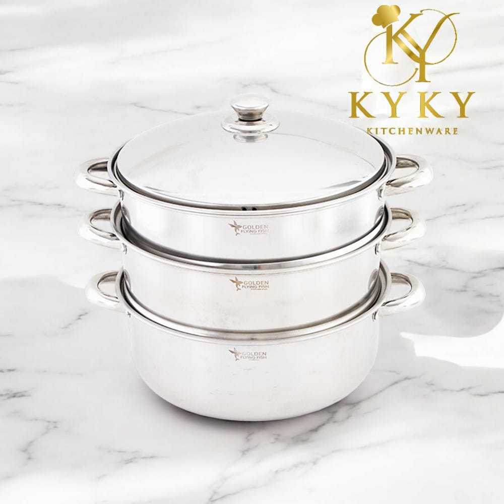 Panci Kukusan Steamer - Panci Dimsum Bakpao Set 3 Susun 36 cm Stainless Steel 304