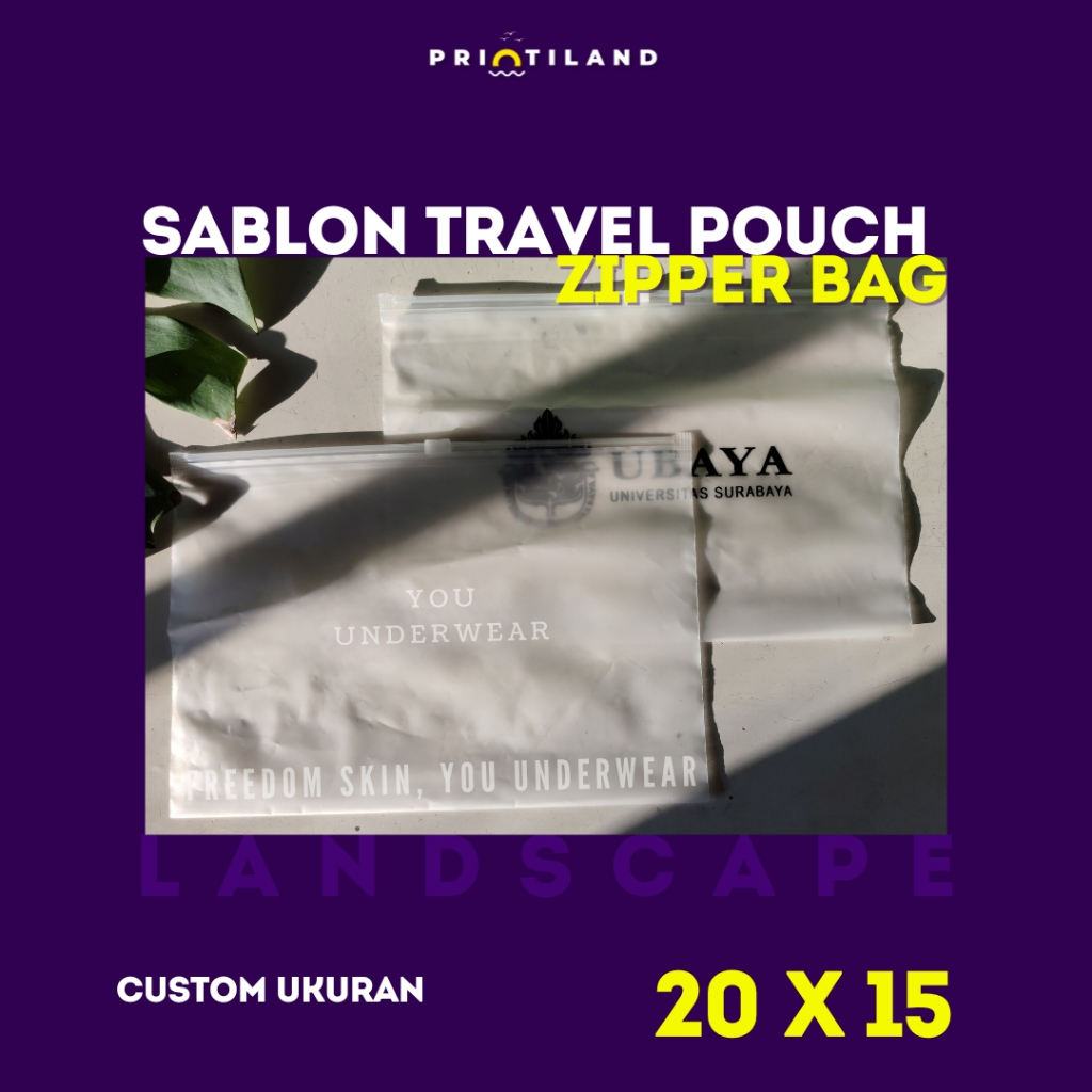 Sablon Custom Travel Pouch Bag Ziplock Zipper Bag 20x15 Min 50 Pcs FREE DESAIN Pack Hijab Kaos ATK
