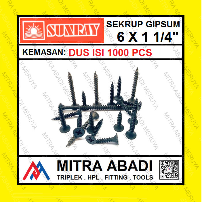 Sekrup Gipsum Sekrup Gypsum Skrup Gipsum 6x1 1/4" GROSIR DUS