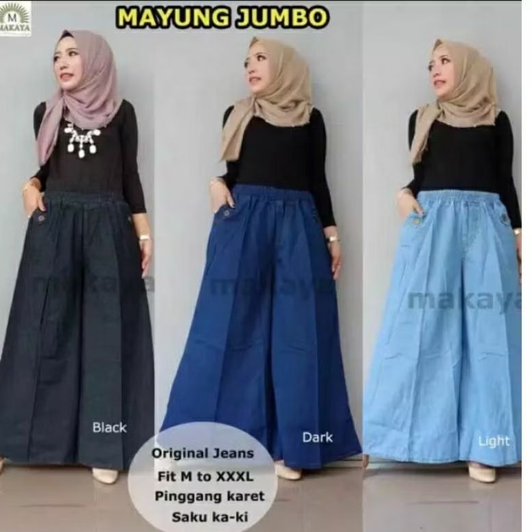 kulot jumbo polos/kulot jumbo mayung/celana jumbo wanita//kulot jeans jumbo//rok polos//rok panjang/