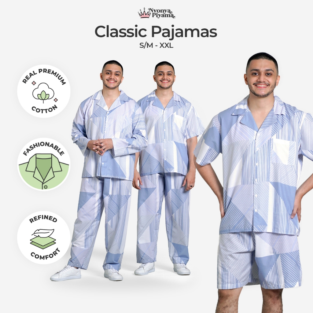 Nyonya Piyama Katun Set Piyama Pria (Audy)