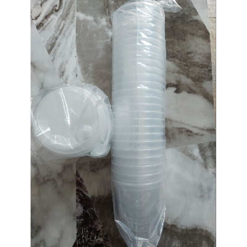 Gelas Cup Injection 380 ml / 12 oz  Oval dan tutup sambung ( 25 pasang )