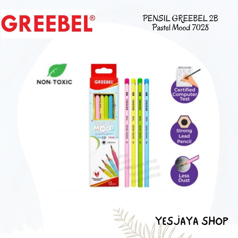 

{12 pcs} Pensil Kayu Greebel 2B Pastel Mood 7028 / Pensil Komputer Greebel / Pensil Tulis Greebel 2B / Pensil Sekolah / Pensil Graphite Greebel