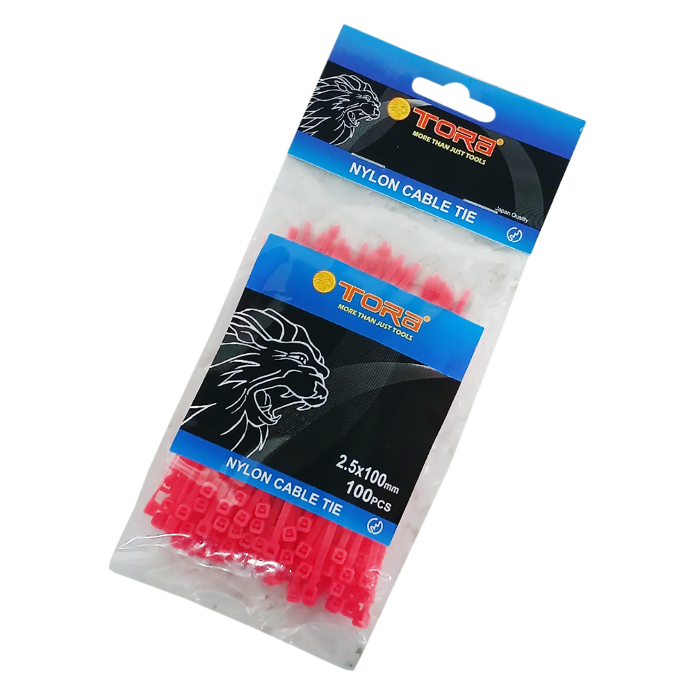 

TORA Kabel Tis Nylon 2.5 x 100 mm - Tali Ikat Warna Merah 100 Pcs