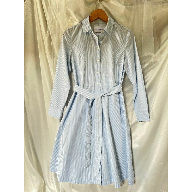 Preloved-Tunic Dress-Calvin Klein-Biru Putih-XS-Very Good Condition.