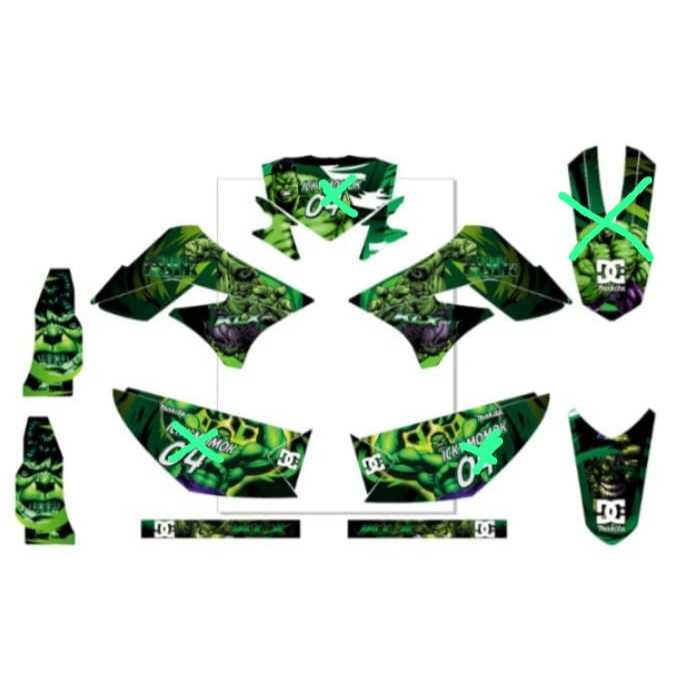 Decal Sticker Kawasaki Klx 150 Bf Stiker Klx Full Body motif simpel biru putih list hitam