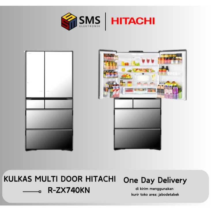 HITACHI R-ZX740KN / RZX740KN X Kulkas Multi Door Japan Series 572L