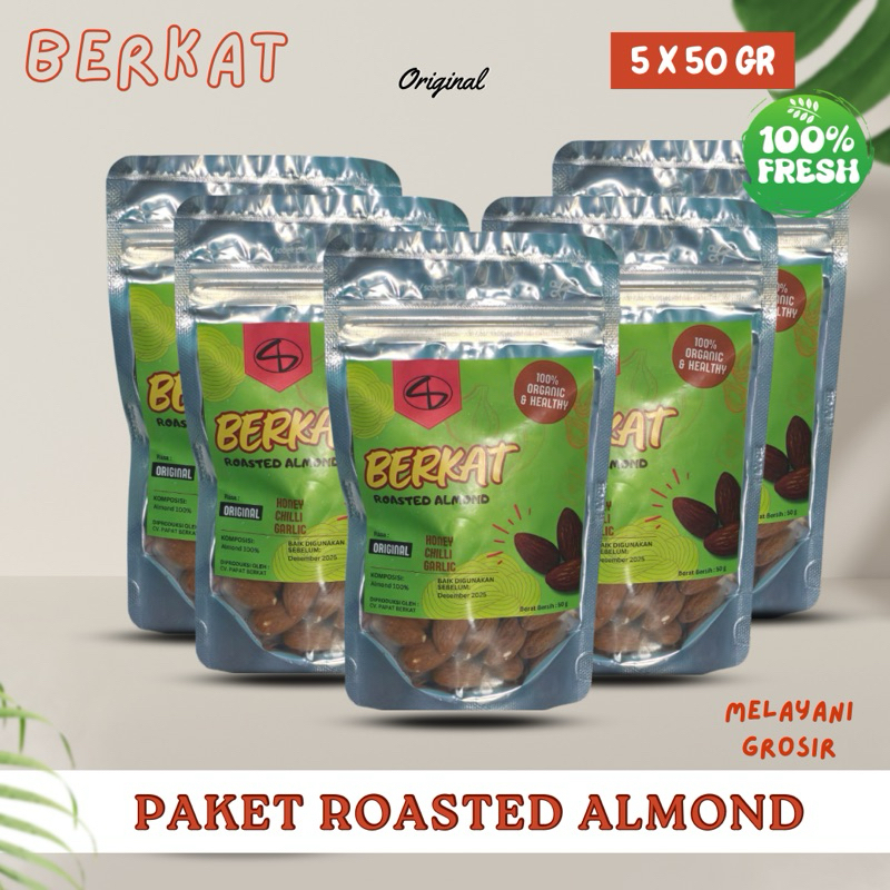 

PAKET Roasted Almond Original 50 gr x 5 pcs - Kacang Almond Pangang