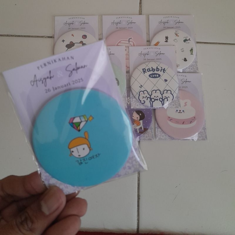 FATH Souvenir Pernikahan Cermin Bulat 50pcs Free Kartu Ucapan