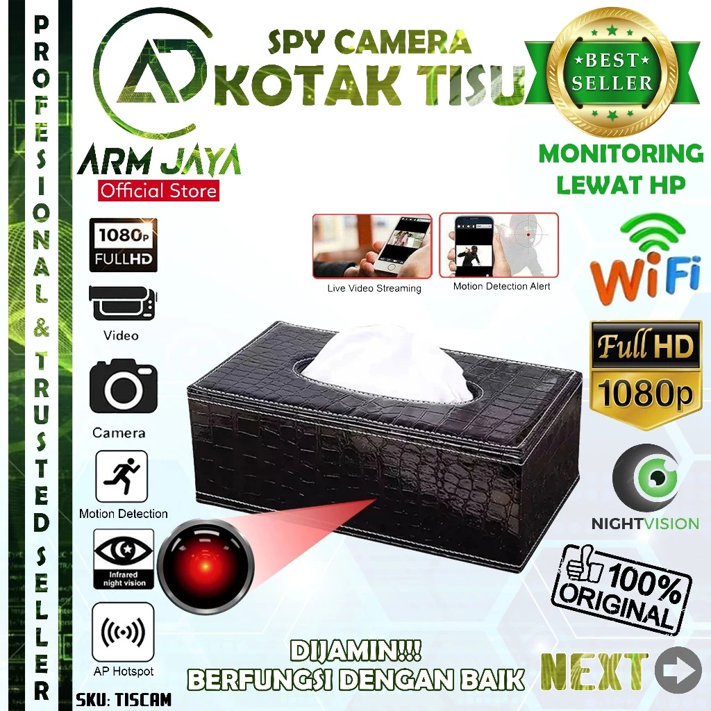 Armjaya Kamera Rahasia Tissue Box Tisu Spycam CCTV Pengawas Hidden CameraTISCAM Rahasia Tersembunyi