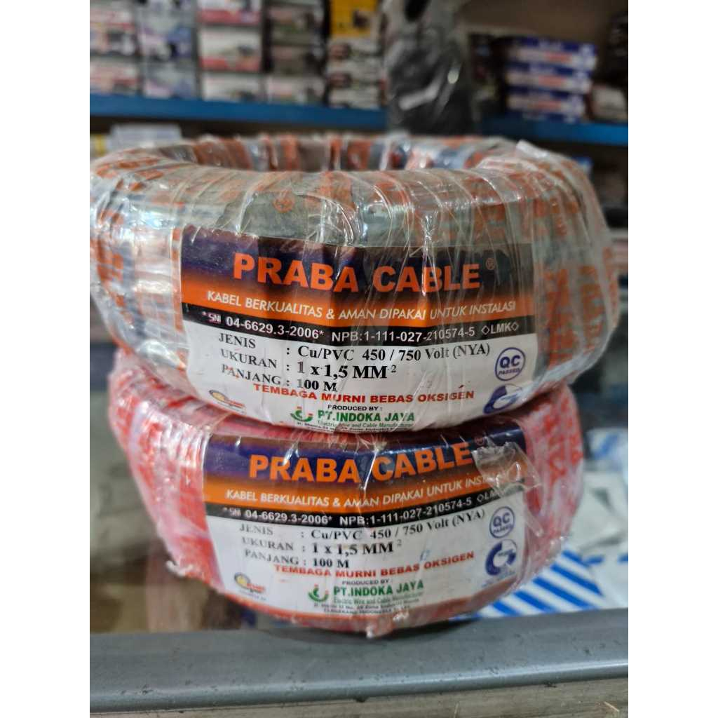 Kabel Praba Listrik NYA 1.5 100M / PRABA 1x1.5mmx100meter tunggal