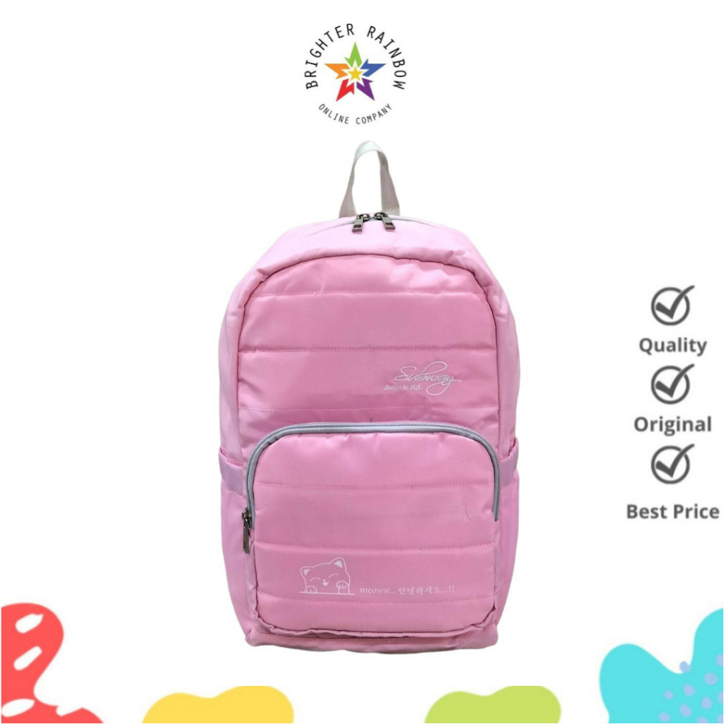 Tas Ransel Sekolah Anak SMK Perempuan FREE RAINCOVER SUBWAY 22386