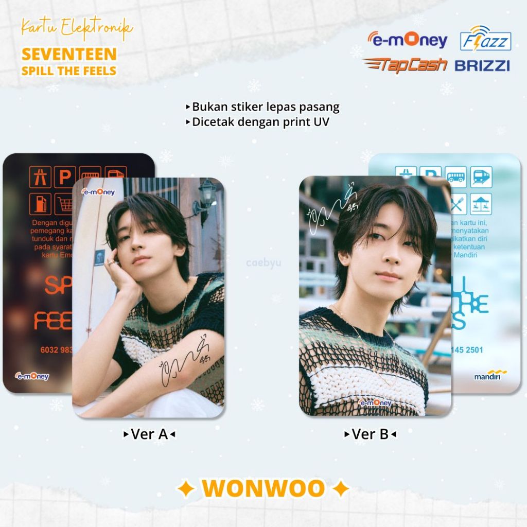 READY STOCK Flazz Wonwoo SEVENTEEN Spill The Feels VER A Emoney Tapcash Brizzi Kartu Elektronik svt 