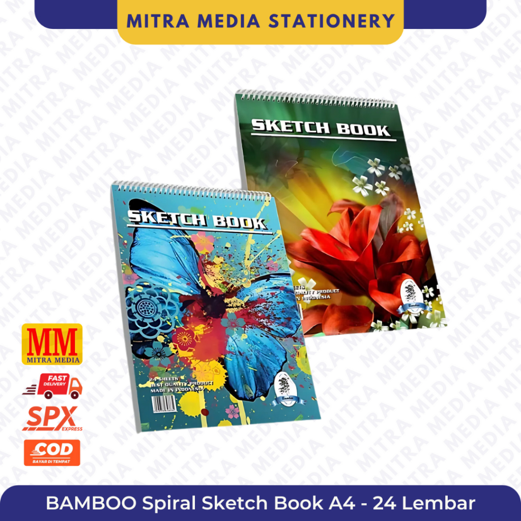 

Bamboo Sketch Book Spiral Ring / Buku Gambar Sketsa A4 - 24 Lembar