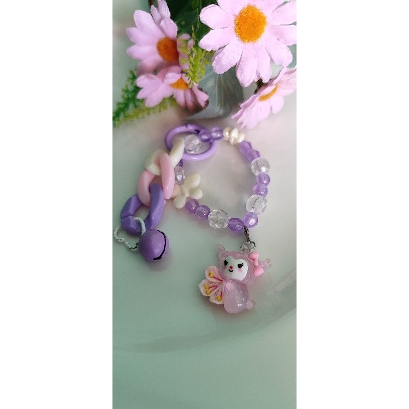 Ganci/gantungan kunci tas dll manik-manik akrilik campuran