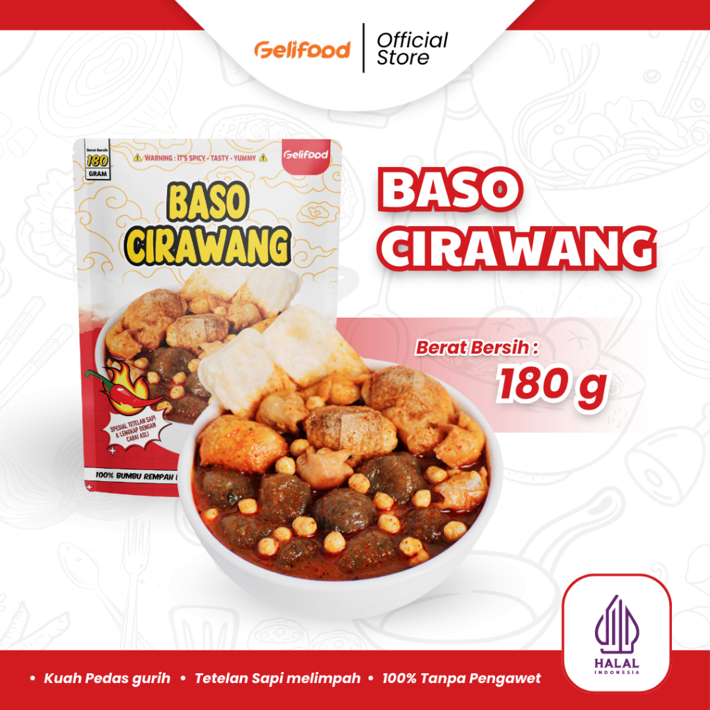 

Gelifood - Baso Cirawang Kuah Mercon Isi Jando Tetelan Sapi 180 gr