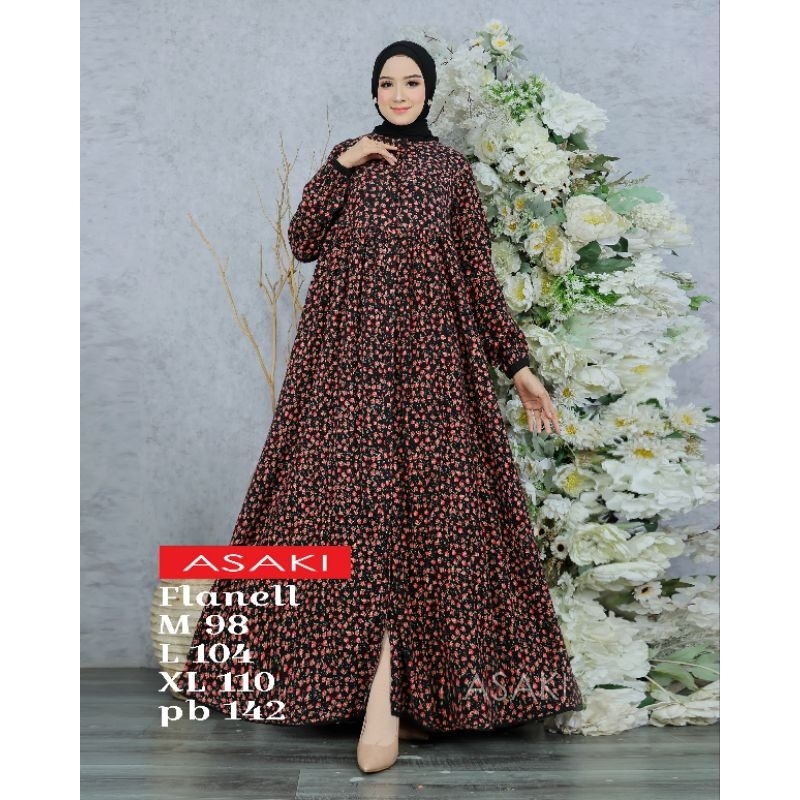 Gamis flanel Asaki terbaru/Gamis salur/Gamis kotak-kotak/Gamis casua/Gamis motifl