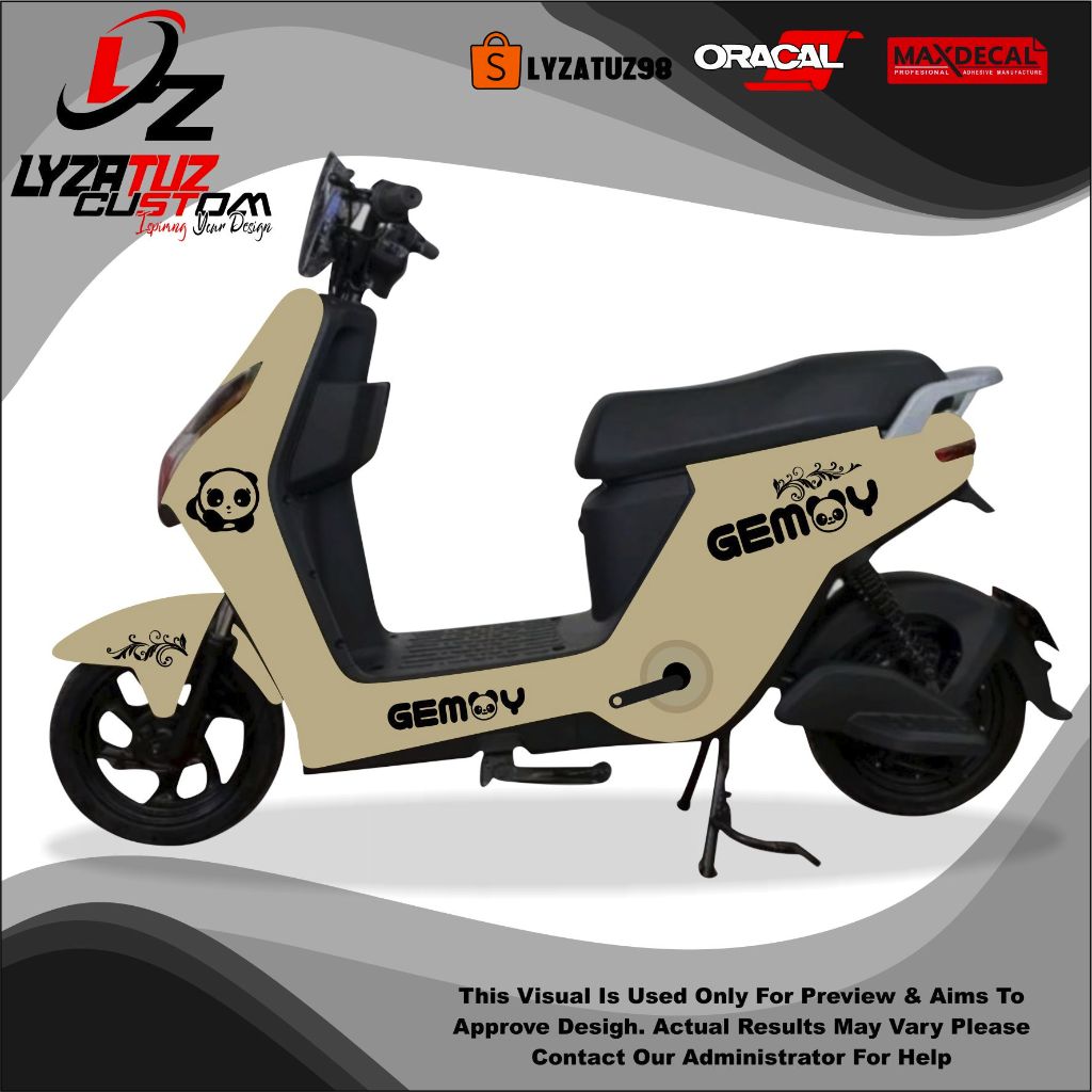 STIKER CUTTING SEPEDA LISTRIK GEMOY PANDA LUCU UNIVERSAL M70 D60 EXOTIX OFERO GODA PACIFIC UWINFLY