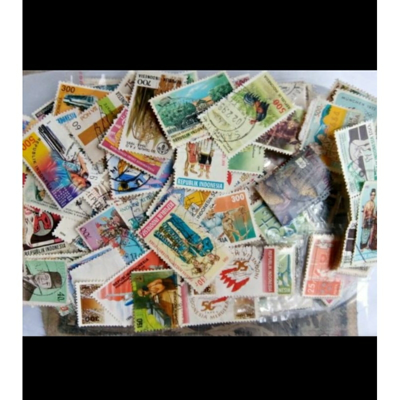 

Perangko prangko Indonesia campur off paper