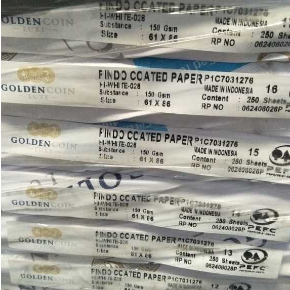 

1 Rim Plano Art Paper Golden Coin 150gr Ukuran 61x86 Plano