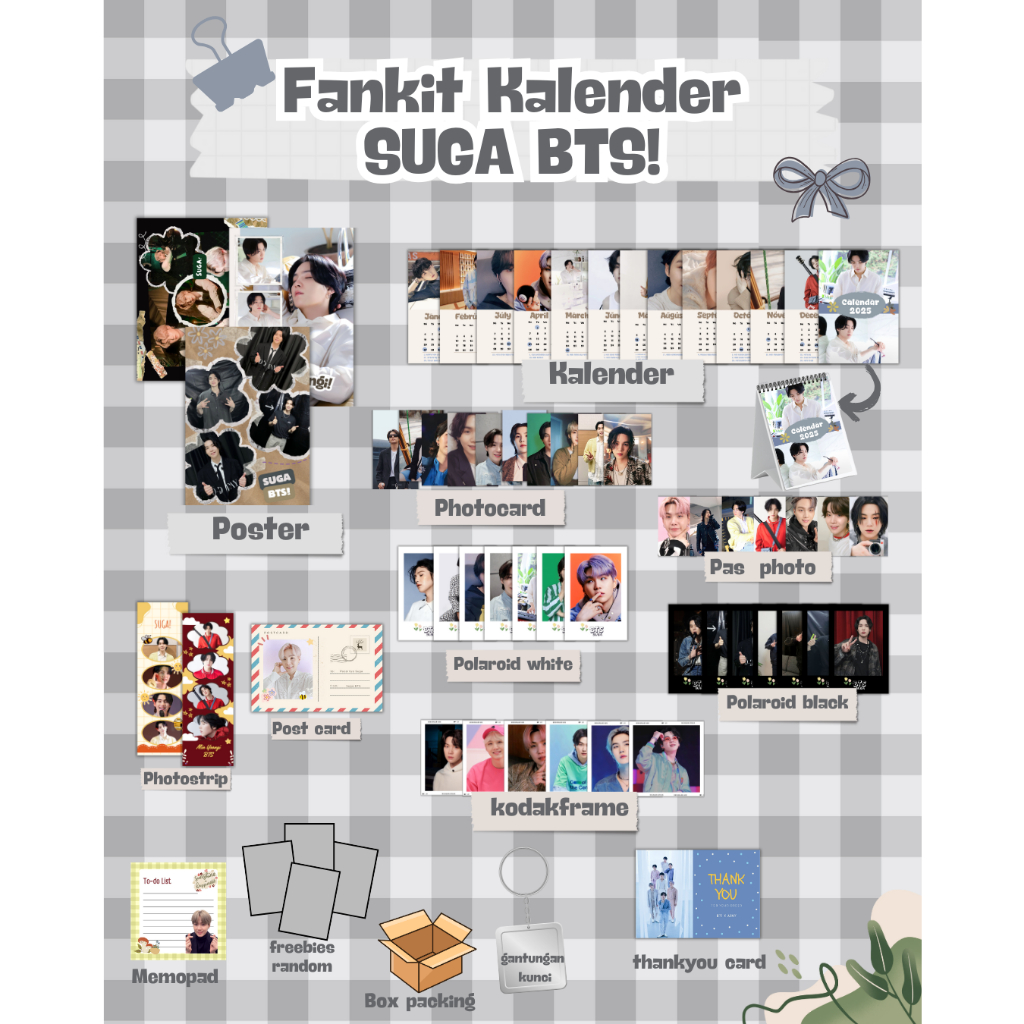Fankit Kalender BTS member suga/ COD/ kalender meja/ termurah/ kpop