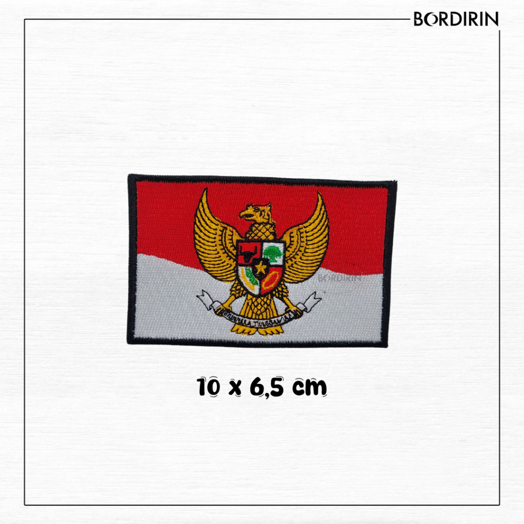 Bordir Bendera Garuda Merah Putih List Hitam
