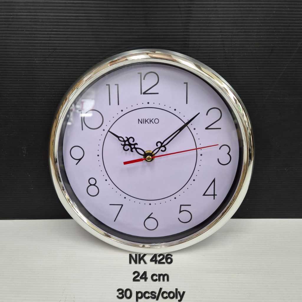 Jam Dinding Nikko Minimalis Bulat Polos Murah Unik Ukuran 24cm