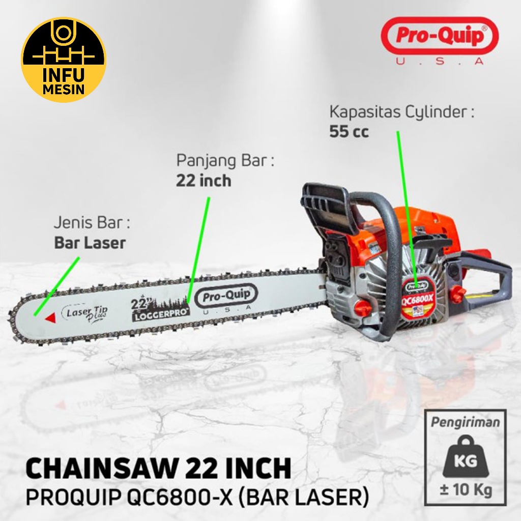 Chainsaw Gergaji Mesin Bar Lasertip 22" Proquip QC6800XP
