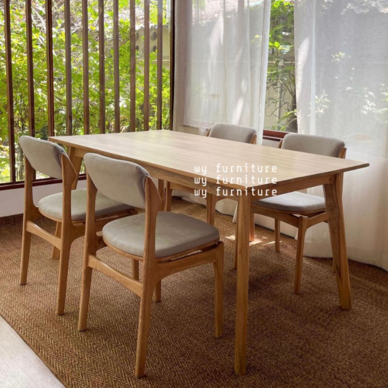 Kursi meja makan kayu jati, kursi makan kayu jati kombinasi cusion, meja makan