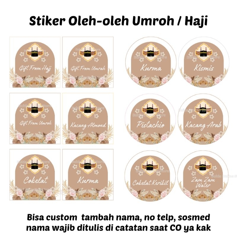 

Sticker label stiker Gift From Umrah oleh-oleh Umroh a gift from haji hajj dekorasi kemasan kurma kismis kacang Arab cokelat almond zamzam dus box tas mika toples thinwall bisa custom nama tulisan hampers hiasan hangtag bingkisan hadiah dari mekah parcel