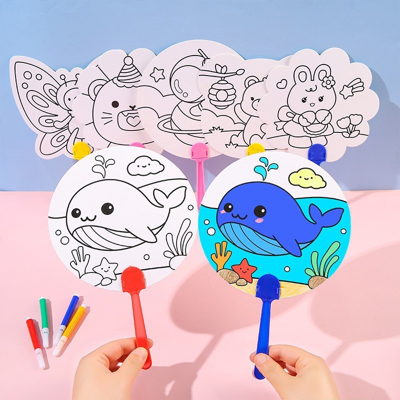 DIY Mewarnai Kipas Kertas Anak – Souvenir Ultah / Goodie Bag / Prakarya TK PAUD