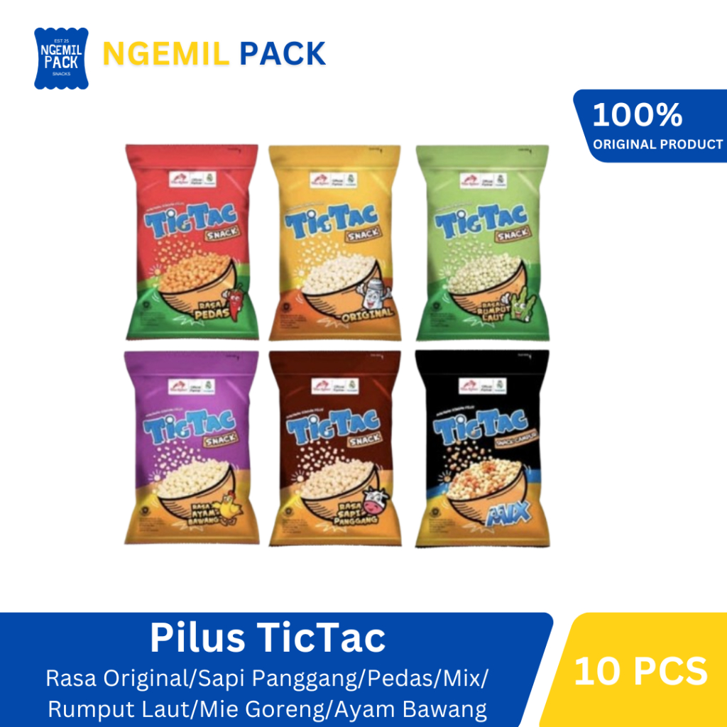 

Pilus TicTac Original/Sapi Panggang/Pedas/Mix/Rumput Laut/Mie Goreng/Ayam Bawang Isi 10pcs @18Gr