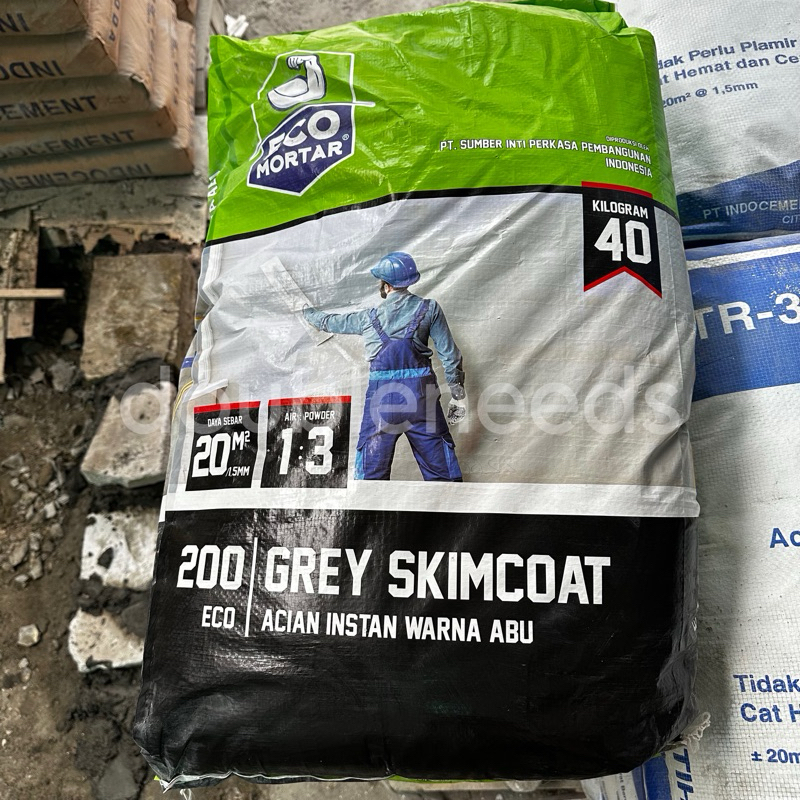 ECO 200 GREY SKIMCOAT SEMEN ACIAN ABU ABU 1SAK 40kg / SEMEN ACIAN ABU-ABU ECO MORTAR 40kg