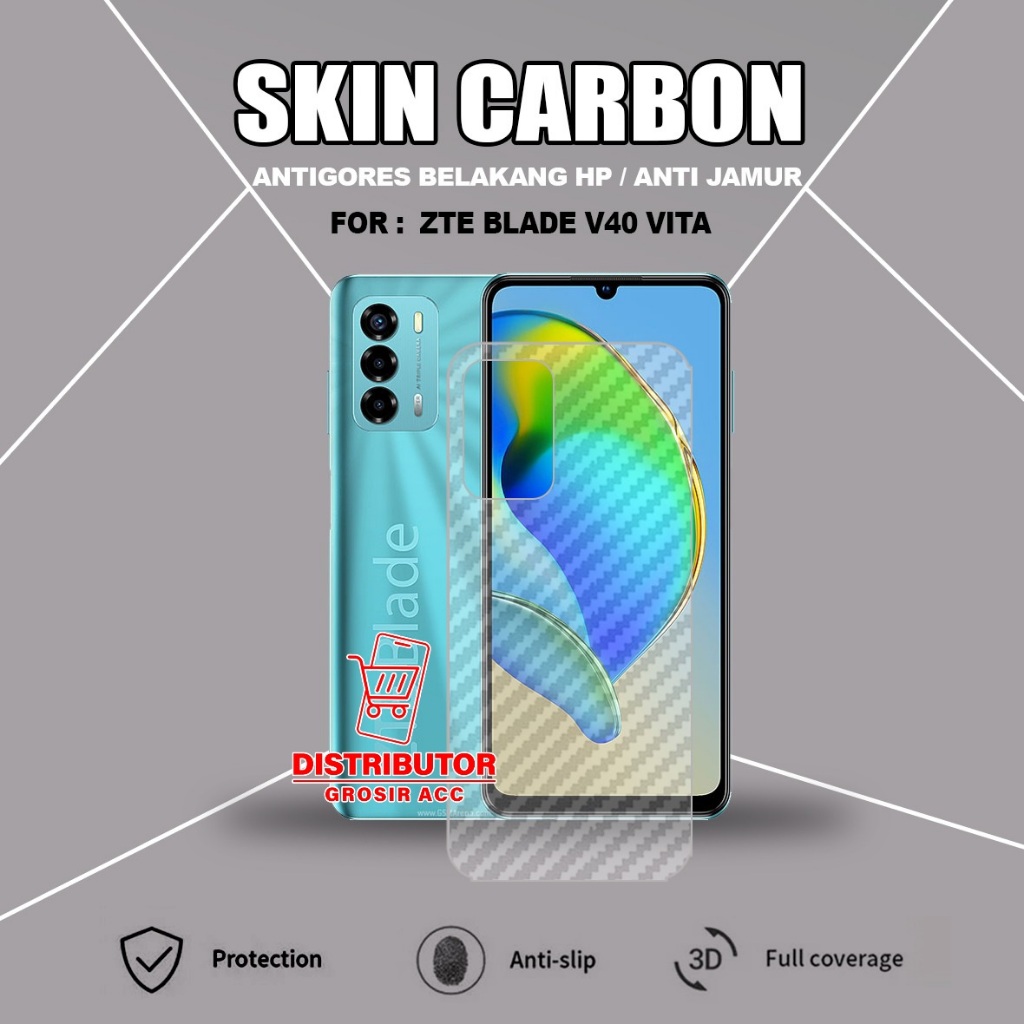 ZTE BLADE VIVO V40 VITA ZTE BLADE V40 LITE SKIN CARBON TRANSPARAN ANTIGORES BELAKANG ZTE BLADE VIVO 