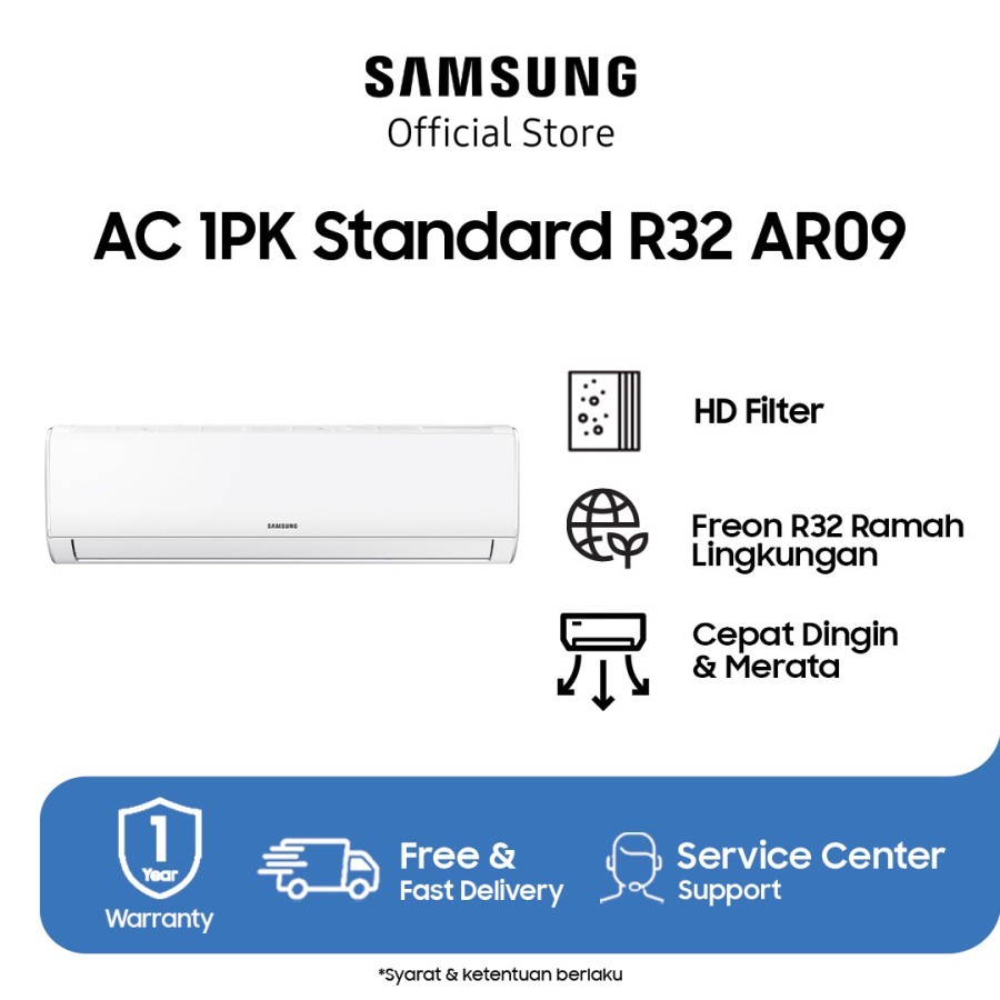 SAMSUNG AC 1PK Standard Fitur Pendinginan Cepat AR09TGHQASIN