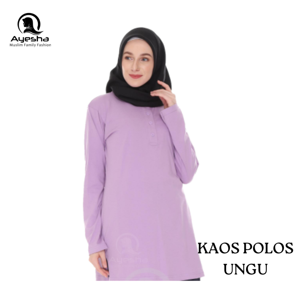 AYESHA KAOS POLOS JUMBO (LD 116) | Kaos Polos Wanita | Kaos Muslimah Kancing Depan Bahan Katun