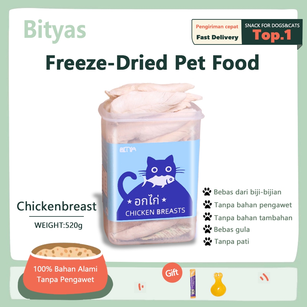 RIMBA-12 BITYAS Frozen Chicken Breast Snack Kucing Treats Cemilan Daging Segar Makanan Daging Beku
