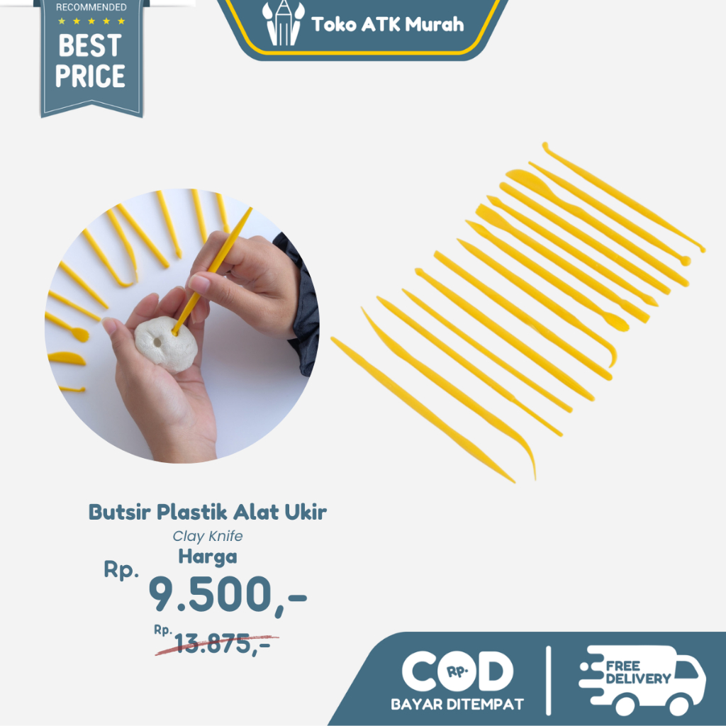 

Butsir Plastik Alat Ukir Tanah Liat / Clay Knife Plastic 14 pcs ATK88