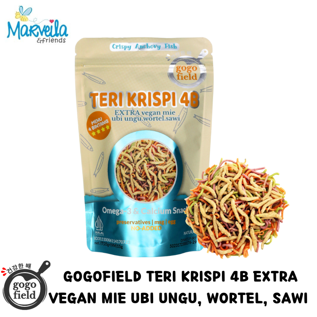 

Gogofield Teri Krispi Menu 4B / 4 Bintang EXTRA Vegan Mie Ubi Ungu Wortel Sawi