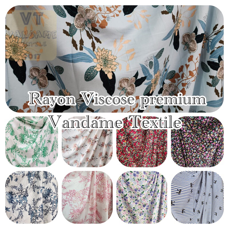 Kain Katun Rayon Viscose Premium | Katun Rayon Motif Bunga Bunga | Katun Rayon Motif Terbaru