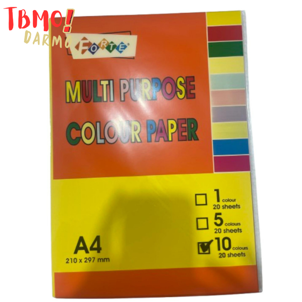 

TBMO FORTE MULTI PURPOSE COLOUR PAPER A4 20SHEET 10W FORTE