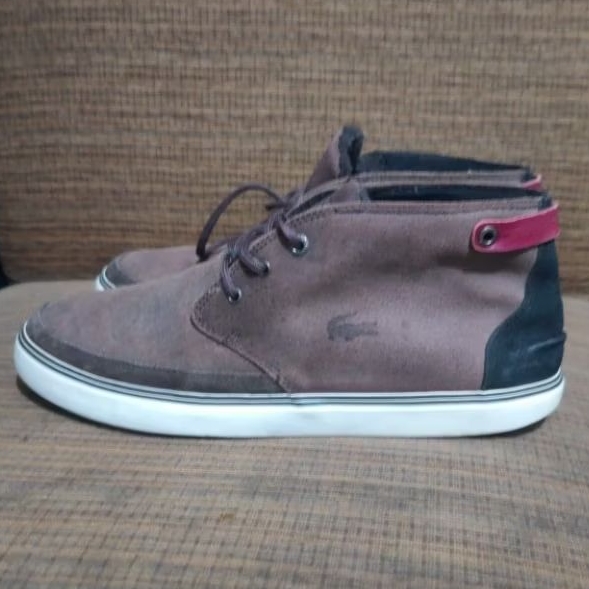 Sepatu Sneakers Kulit Pria Coklat Lacoste size 43