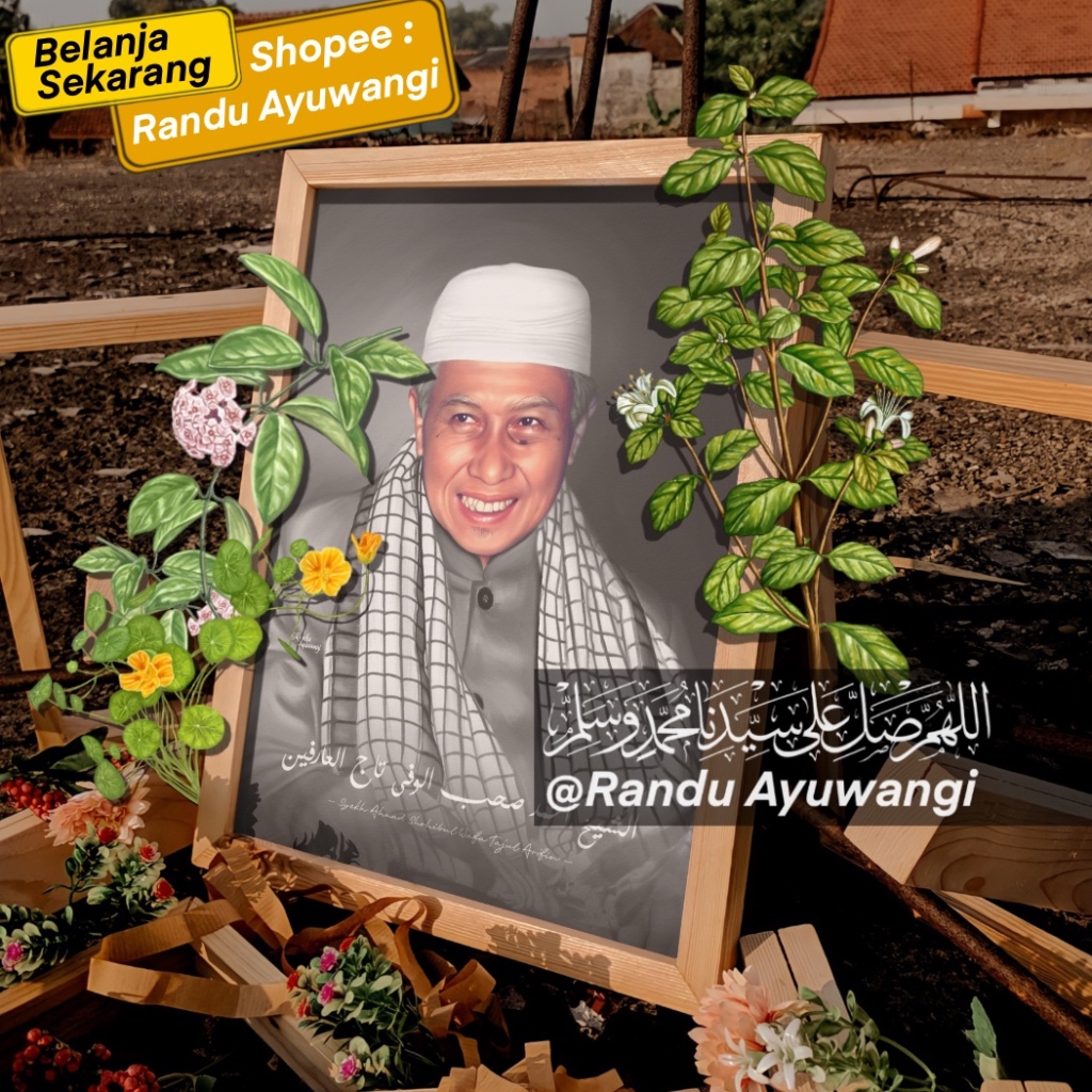 Lukisan Abah Anom Suryalaya ( Syekh Ahmad Shohibul Wafa Tajul Arifin ) di Papan MDF (Ukuran 30x40 & 
