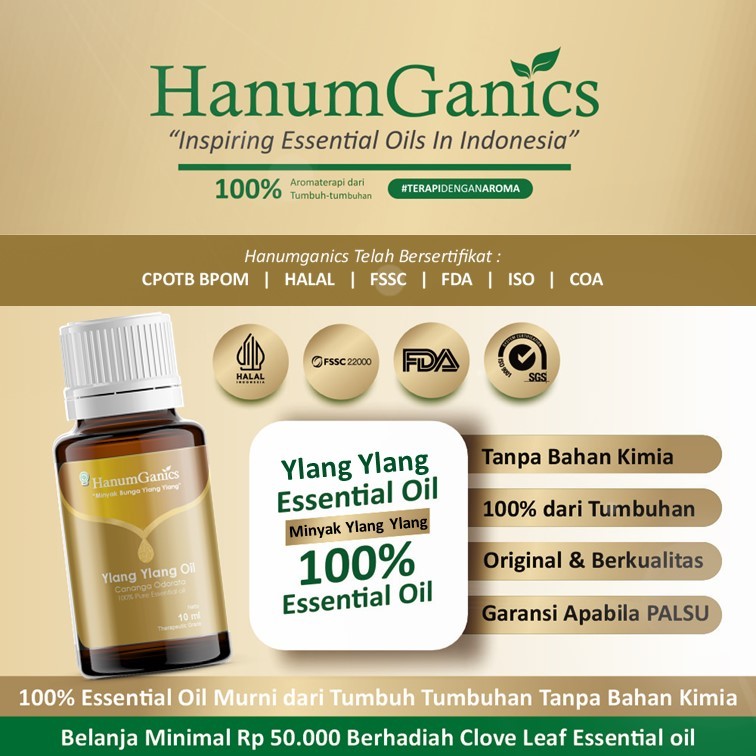 HANUMGANICS - Therapeutic Grade - 100% Murni ylang ylang Kenanga essential oil (Bisa untuk semua umu