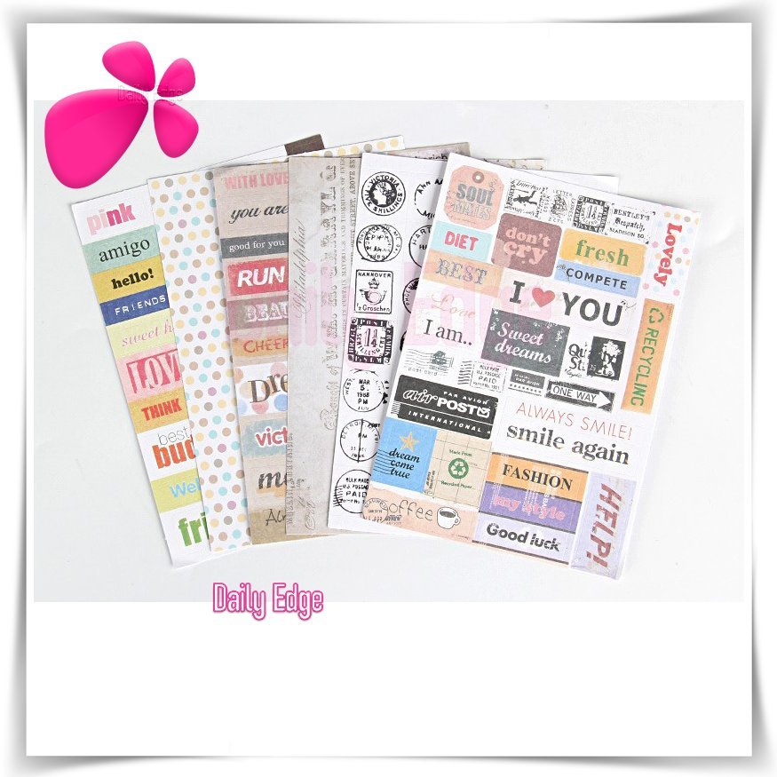 

Sticker Jurnal Kata Vintage Klasik Notebook Journaling Scrapbook Laptop Diary Harian 1 set isi 6 Lembar
