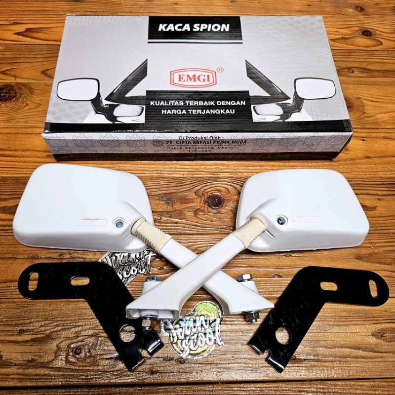 Spion Vespa Px Exclusive Super Sprint Emgi Warna Putih Spion Vespa Klasik