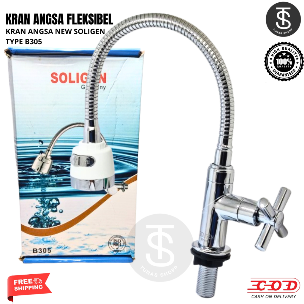 Kran Cuci Piring / Angsa(produk asli Soligen) Kran Angsa Model Tancap kran Fleksibel Chrome Berkuali