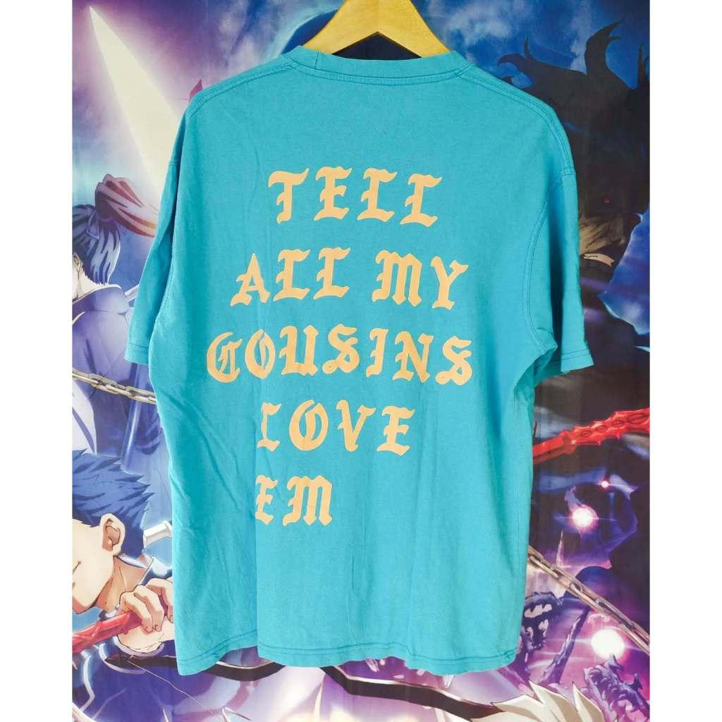 Kanye West Blue Tell All My Cousins Tee Kaos Tshirt Original Second Merch Japan Korea Brand Vintage 